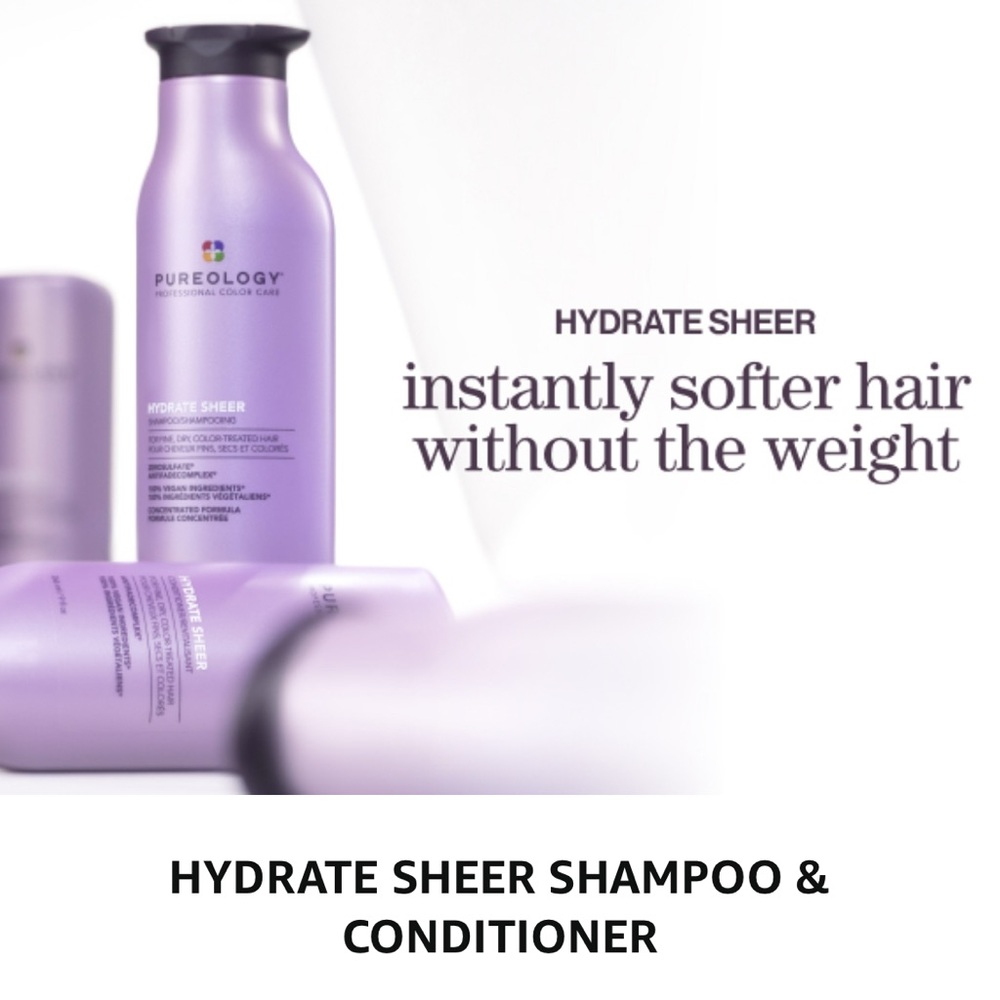 Pureology Hydrate Sheer Nourishing Shampoo & Conditioner Set Hair Treatment NEW - Picture 9 of 11